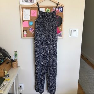 Blue Smocked Ditsy Floral Romper